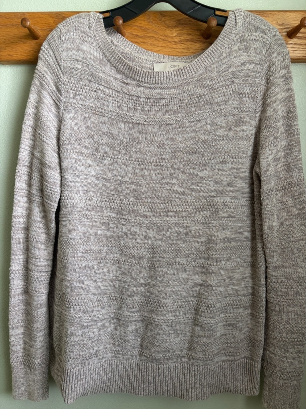 LOFT Scoopneck Sweater in Heathered Taupe